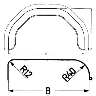 Plastic single-axle mudguard profile 12/40 B240 S800 L1235 H380