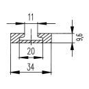 Airline lashing rail aluminum L 2998 mm drilled, W 34 mm, H 9.6 mm