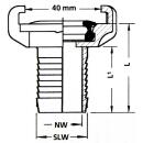 Water hose fitting with hose connector 1/2 ", 13 mm, MS